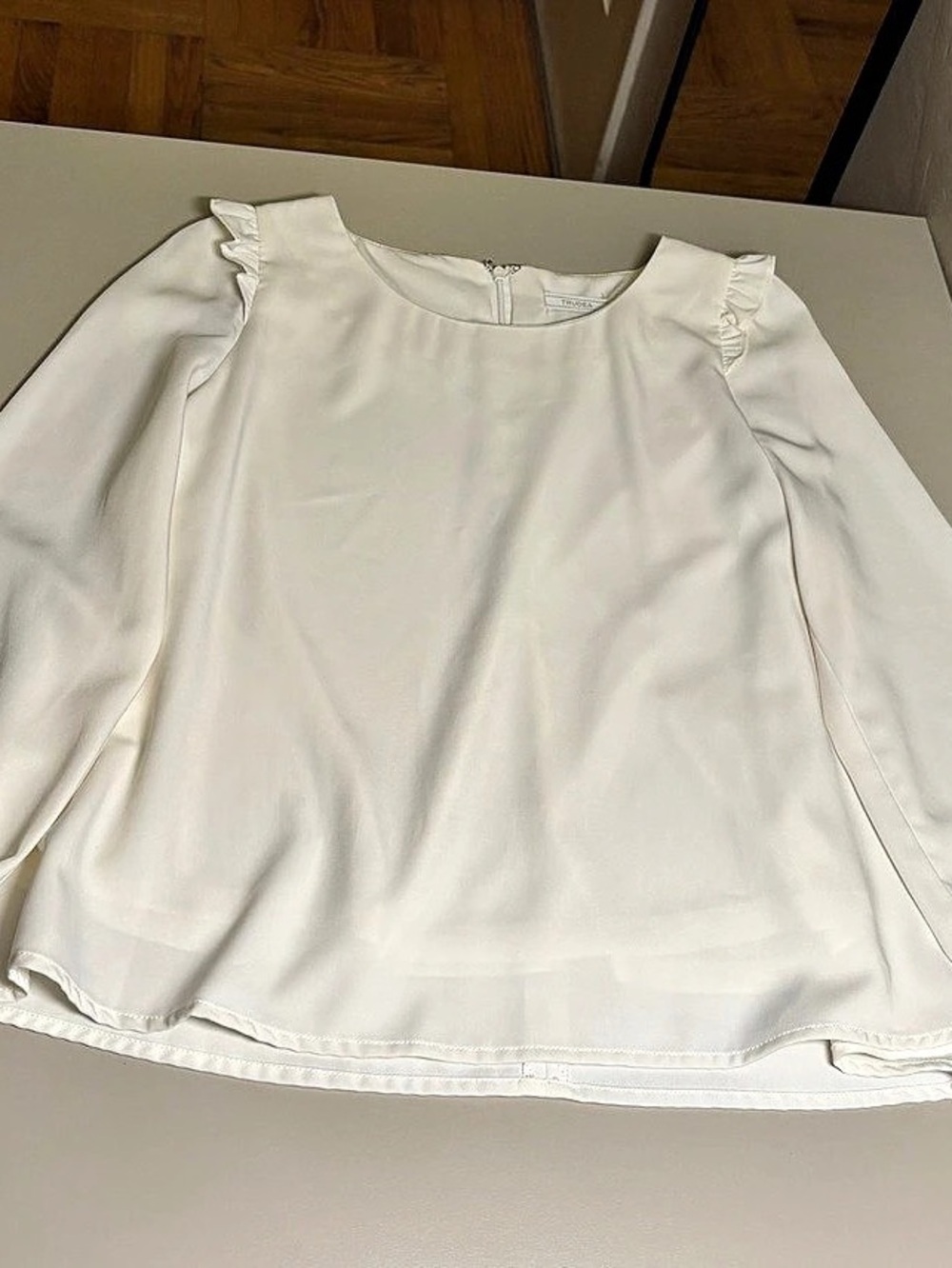 TRUDEA Long Sleeve Blouse in White